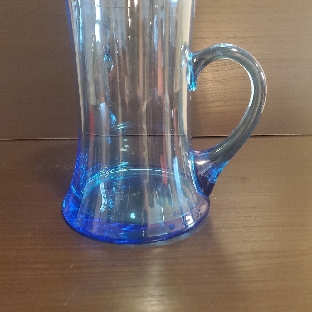 Bohemian Czech Republic Cobalt Blue Glass Pitcher By Topix Hand Made